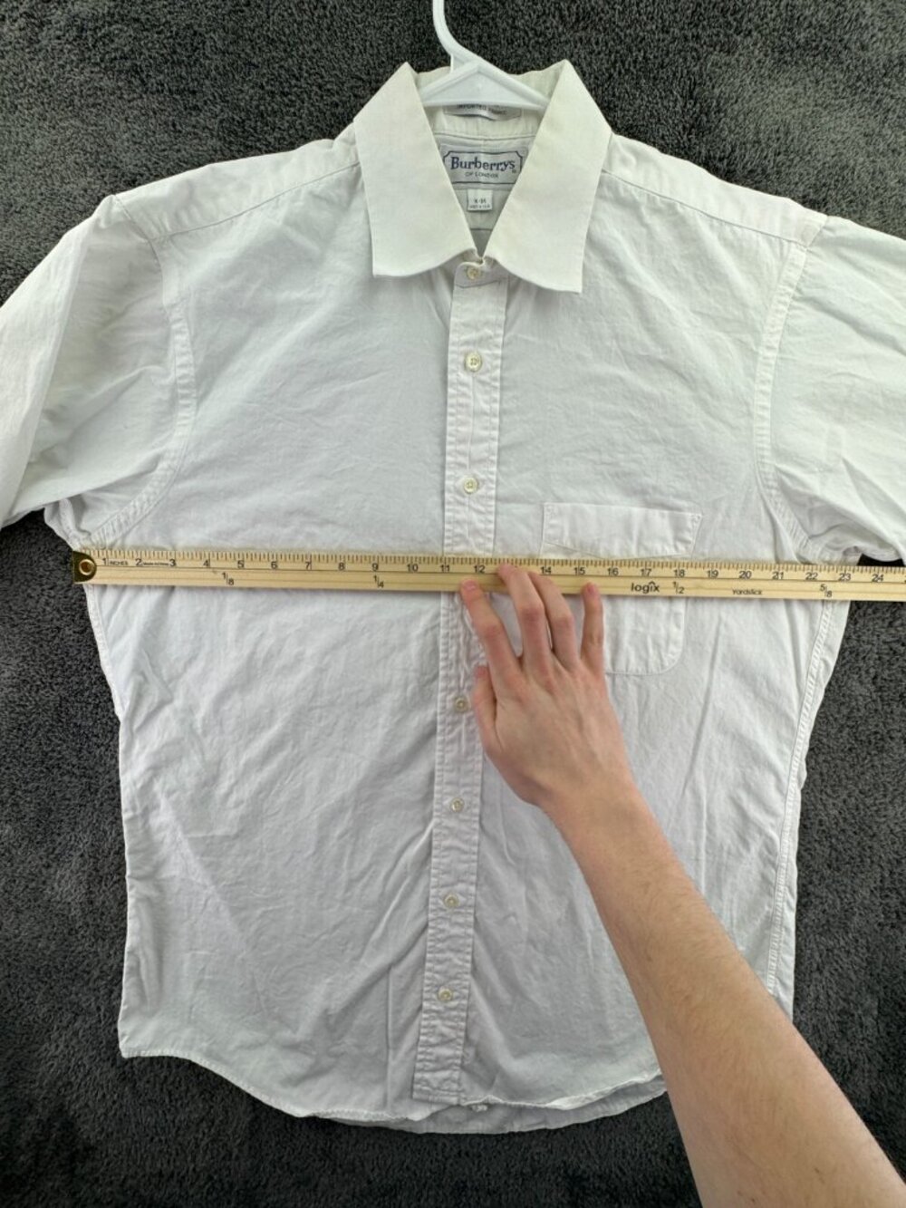 Burberry London Long Sleeve White Button Up Shirt 16 34 USA Made Cotton Adult - Picture 5 of 14